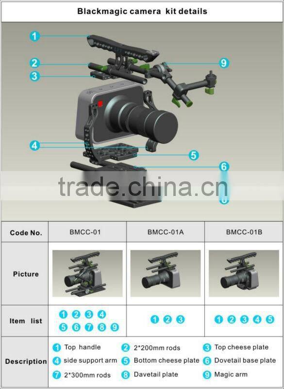 Lanparte BMCC dslr rig shoulder photo video kit with Black Magic Cinema Camera