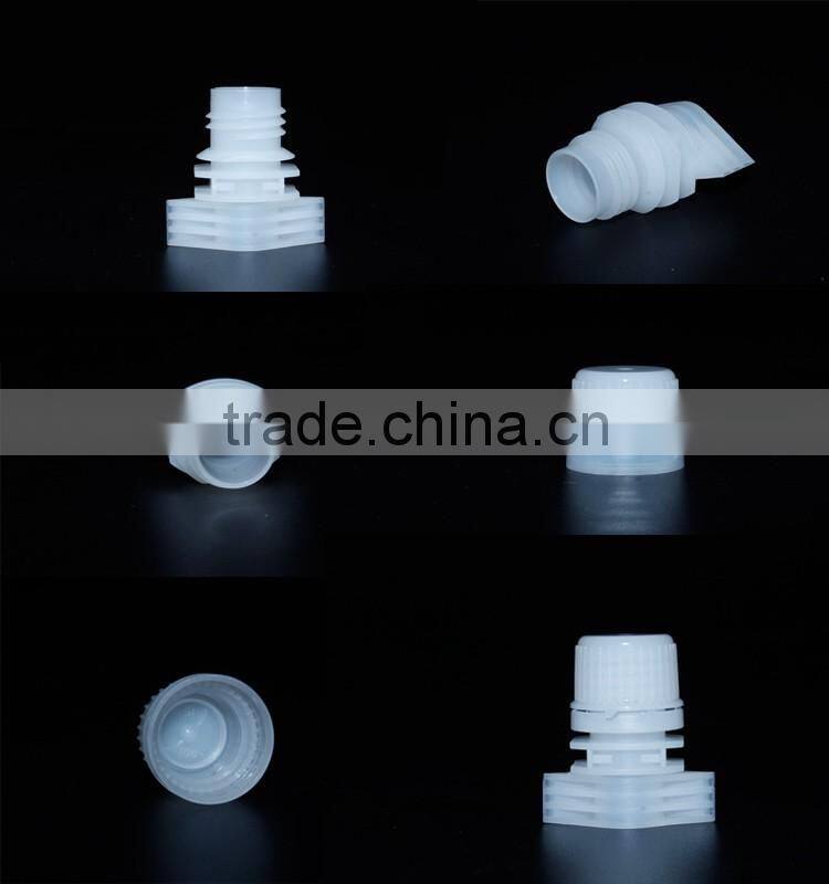 With spout plastic beverage stand up pilfer proof cap 12mm