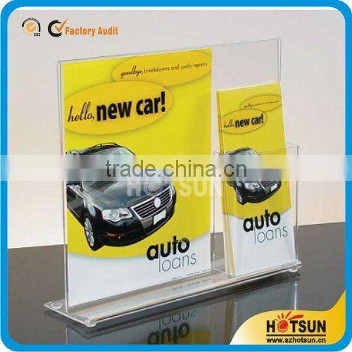 hot sales acrylic A4 poster holder with plexiglass A5 brochure pocket