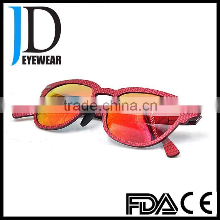 old fashion high-tech look red carbon fiber sunglasses with custom logo