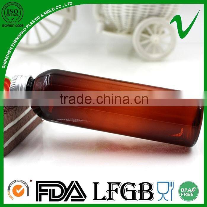 4oz essentrial oil use boston round amber PET plastic bottle with aluminum cap