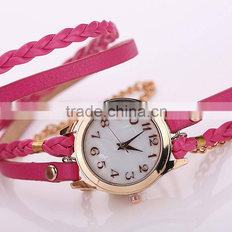 New braided bracelet watch leather bracelet watch multi colors waist watch for women