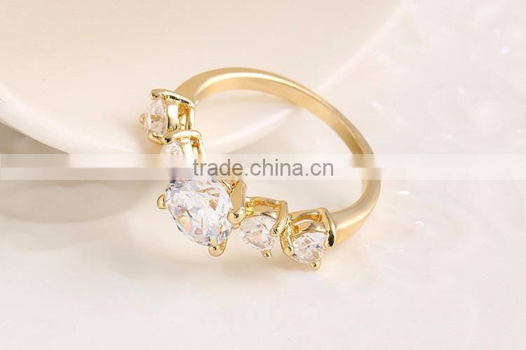 Hot sale 18K real gold plated ring fashion new crystal rings wedding