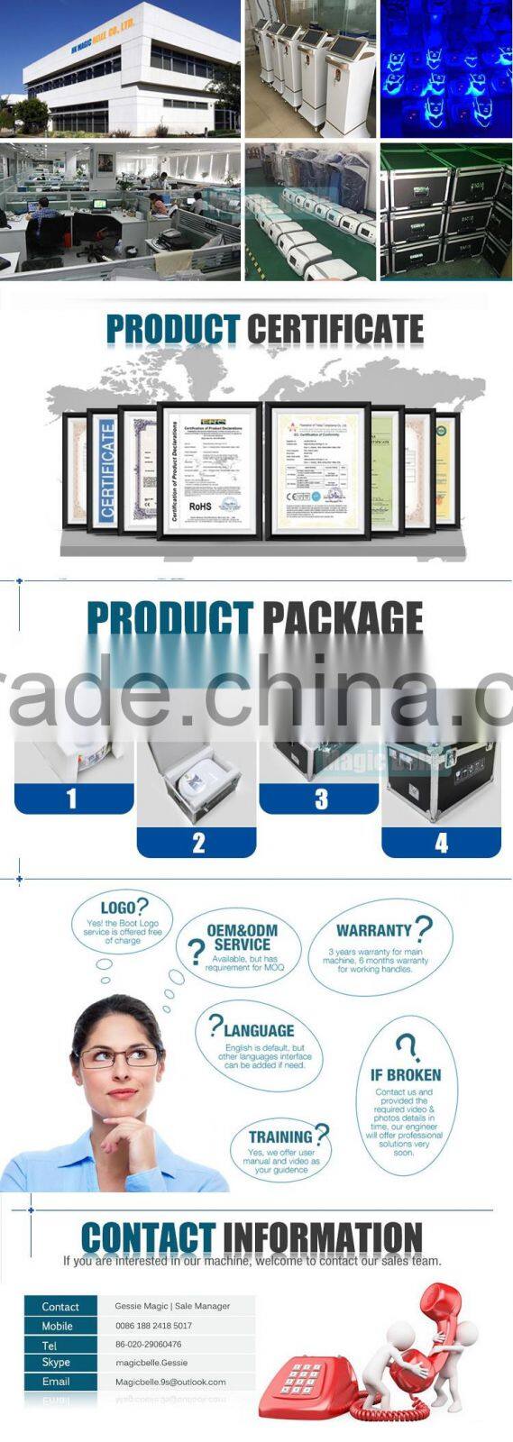 2016 CE Certificated HIFU Machine Facial Lifting Wrinkle Removal Hifu Machine with 5 Heads for Salon