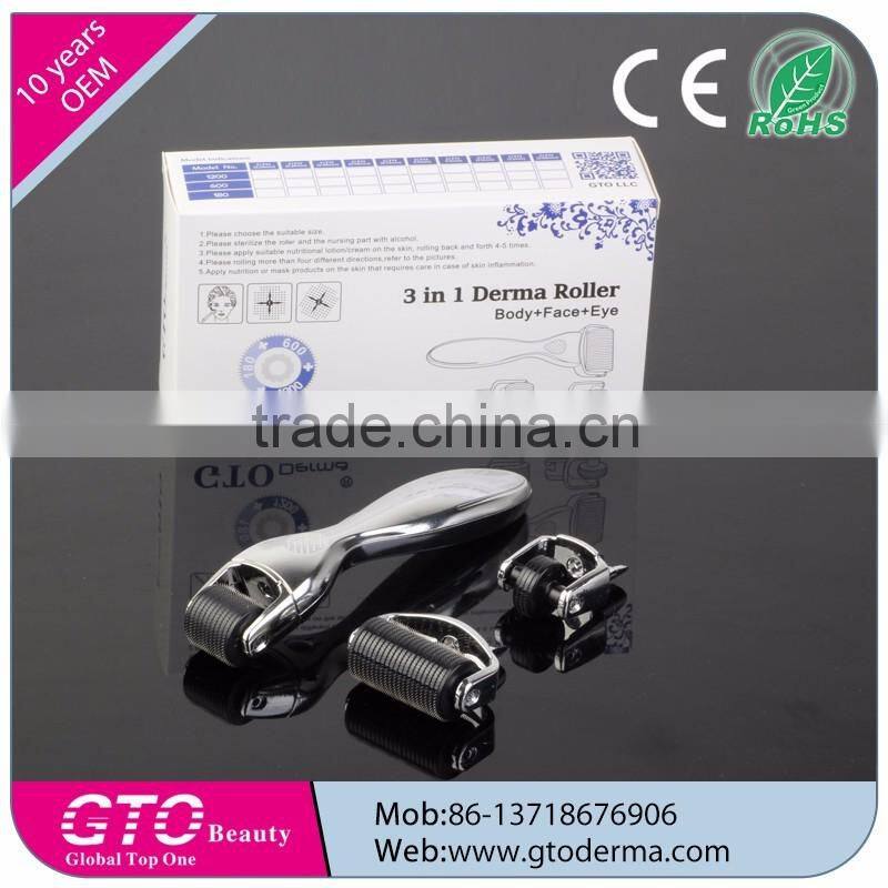 micro needle skin roller 180/600/1200 needles head dermaroller 3 in 1