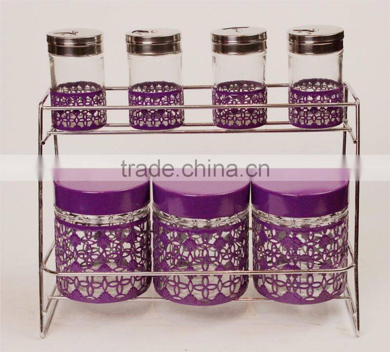 coat cover canister & spcie jar set with basket