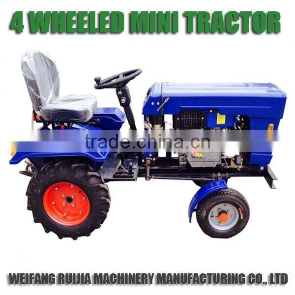 China new 4 wheels 12hp and 15hp mini tractors with implements, Good quality cheap farm tractor with tractor price list !