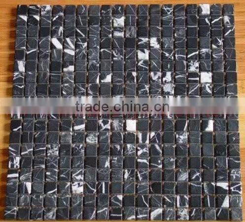 NATURAL BLACK ZEBRA MARBLE MOSAIC TILES