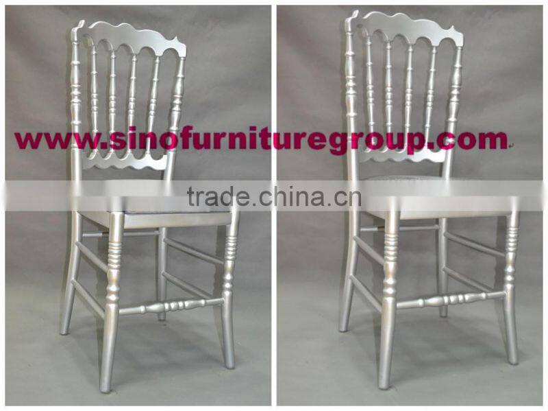 New Arrival---Classical Silver Wood Napoleon Chair with PU Pads