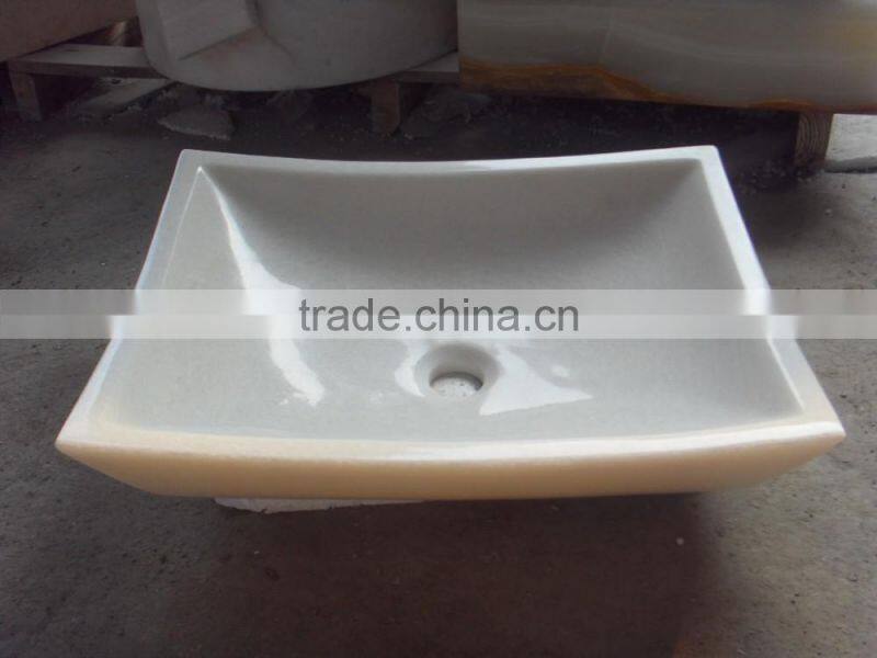Good pricce white marble rectangular shape bathroom sink