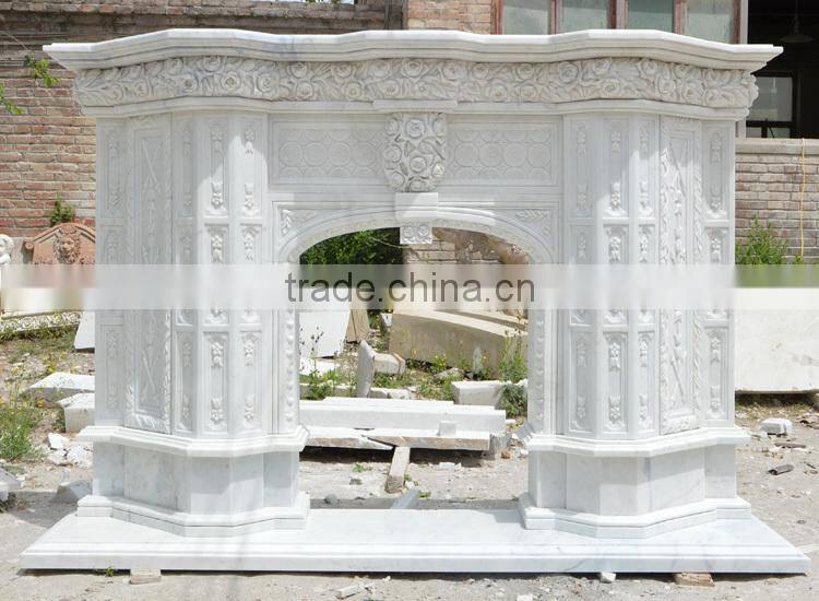 Classical Indoor Decorative White Marble Fireplace Mantel