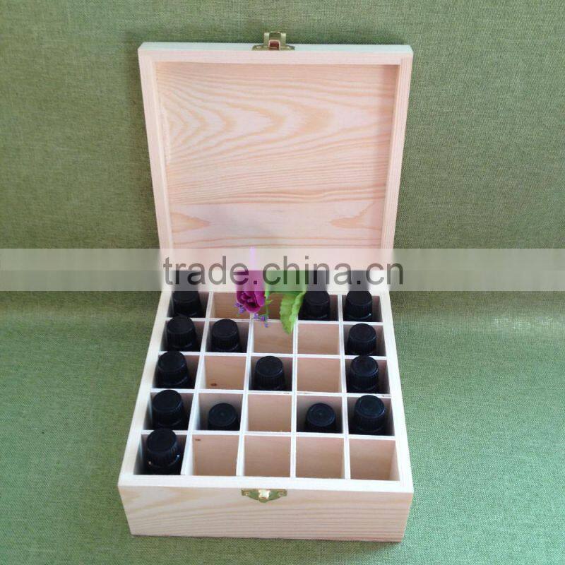 Hot sell excellent quality 25 Slots Essential oil organizer wooden storage box wholesale