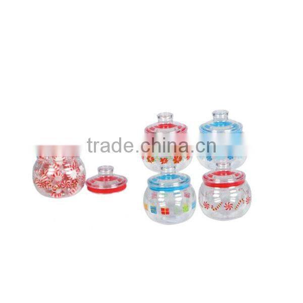 Clear plastic candy jar with lid