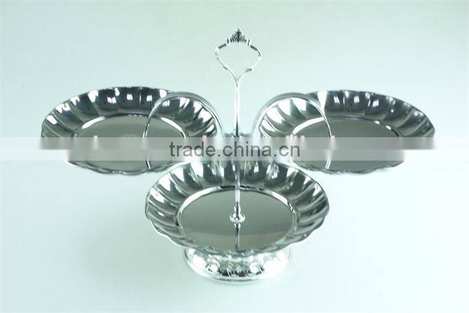 3 pcs metal dishes&plate,stainless steel cake plate,stock cake plate stand
