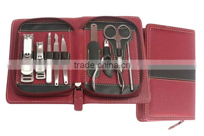9 pcs red stainless steel manicure set