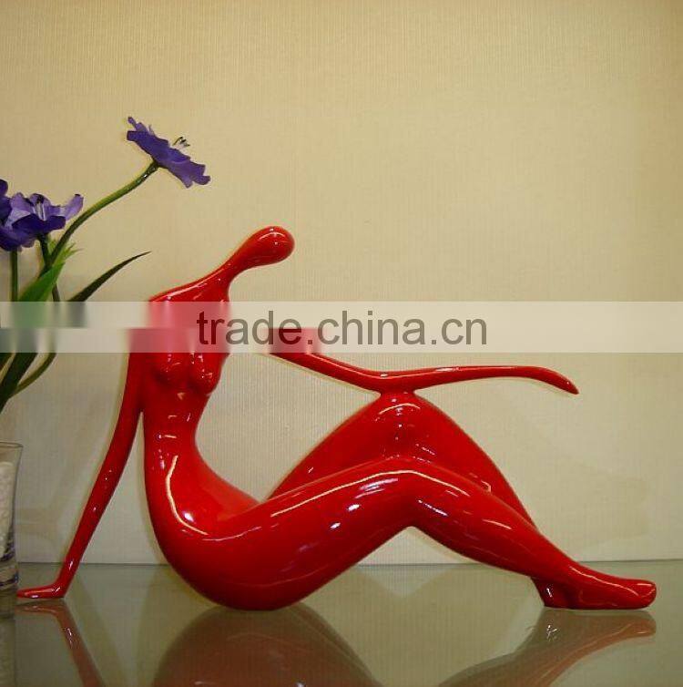 Black Resin Abstract Modern Yoga Lady Sculpture