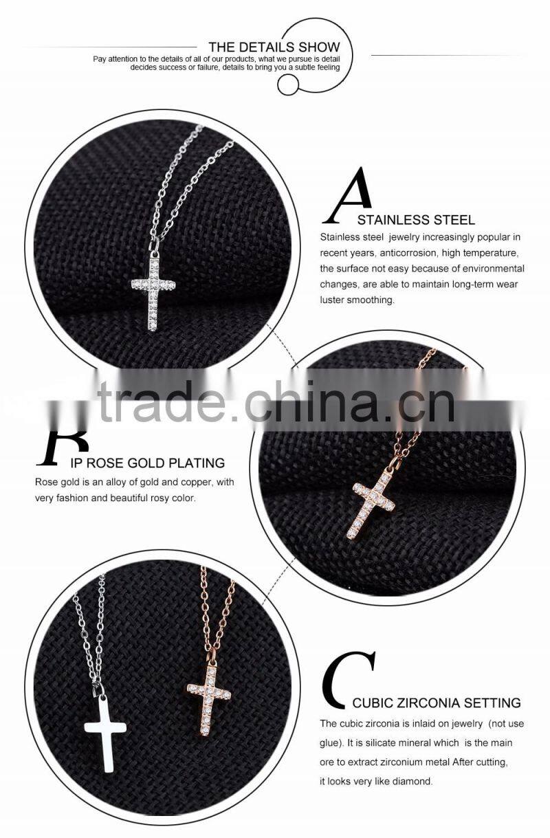 Women's Cross Pendant Necklace Stainless Steel Link Chain Necklace