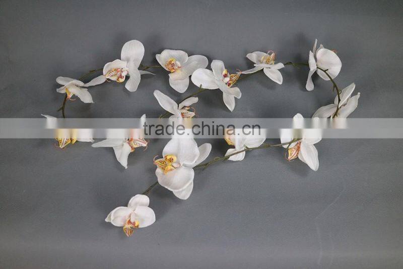 Artificial white orchid flower garland for window display