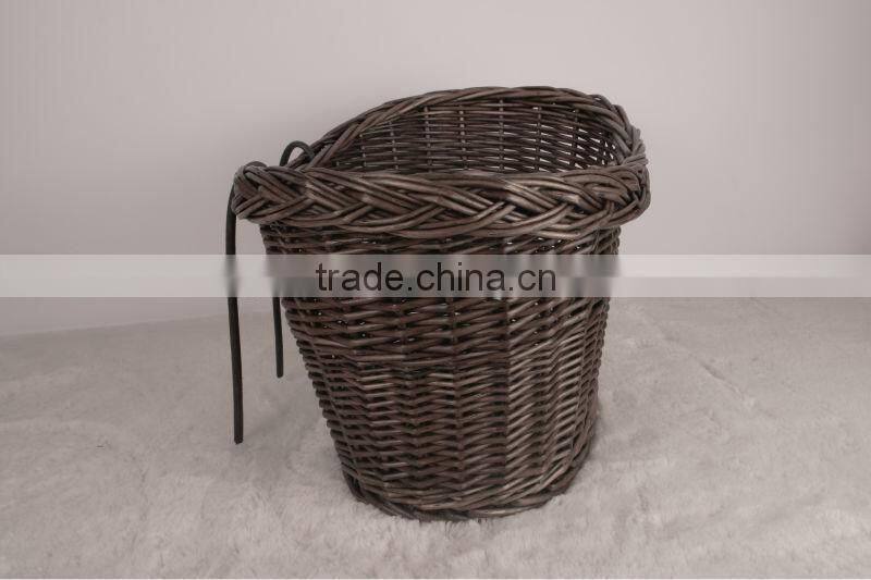 black round hand knitting wicker bicycle basket