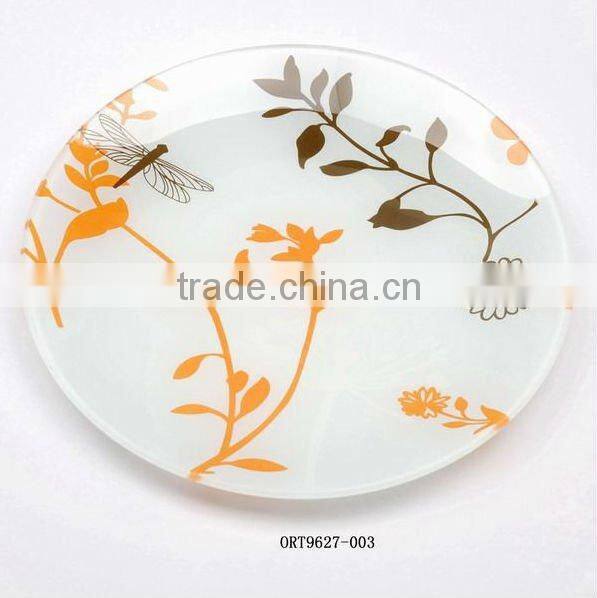 tempered glass plate with decal logo