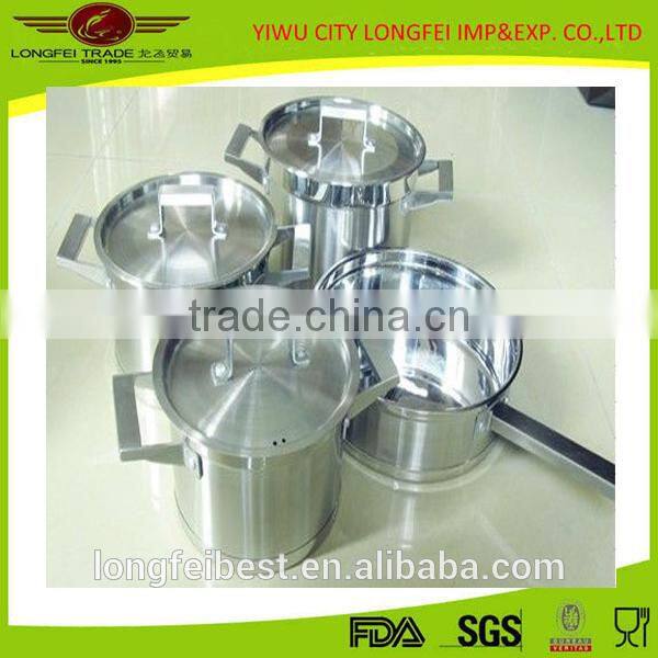 3pcs cylindrical stainless steel soup pot set with steel string handle