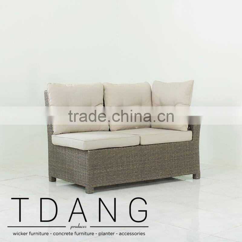 Salinas Wicker Left Hand Sofa 2 Seats - Weather Resistant Outdoor Wicker Sofa Corner