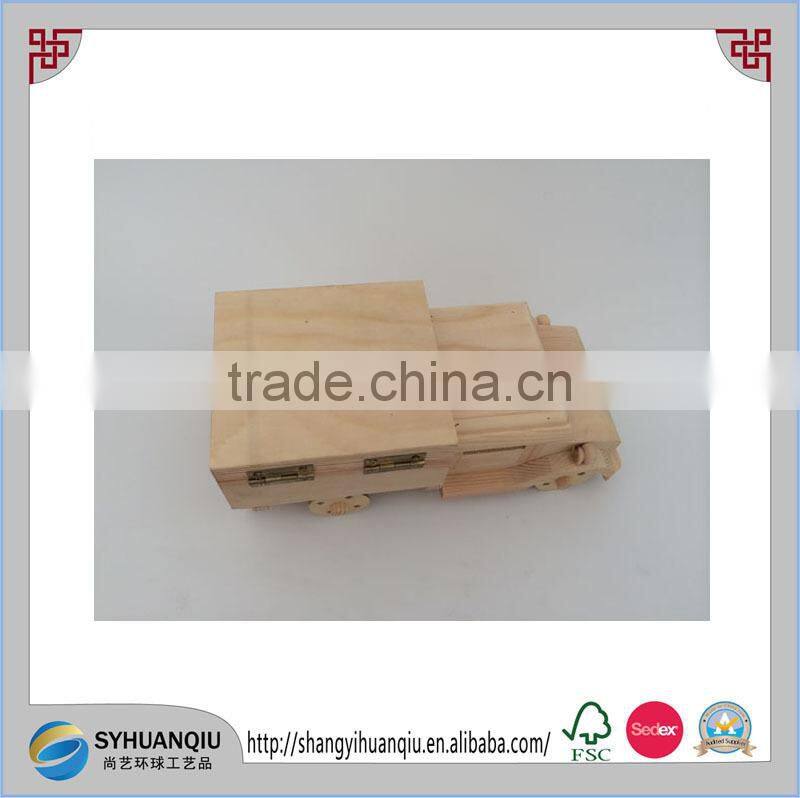 handmade decorative wooden truck toy moeny box