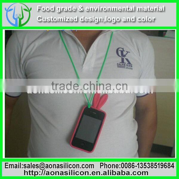 Rabbit ears silicone mobile phone case with long strips