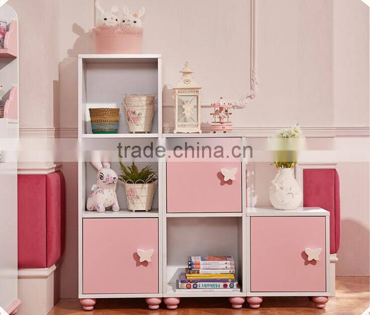 Modern pink handmade carved angel wings upholstered unique kids princess bedroom furniture sets - BF07-70346
