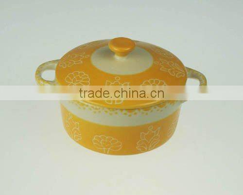 New design stoneware casserole handpainted flower