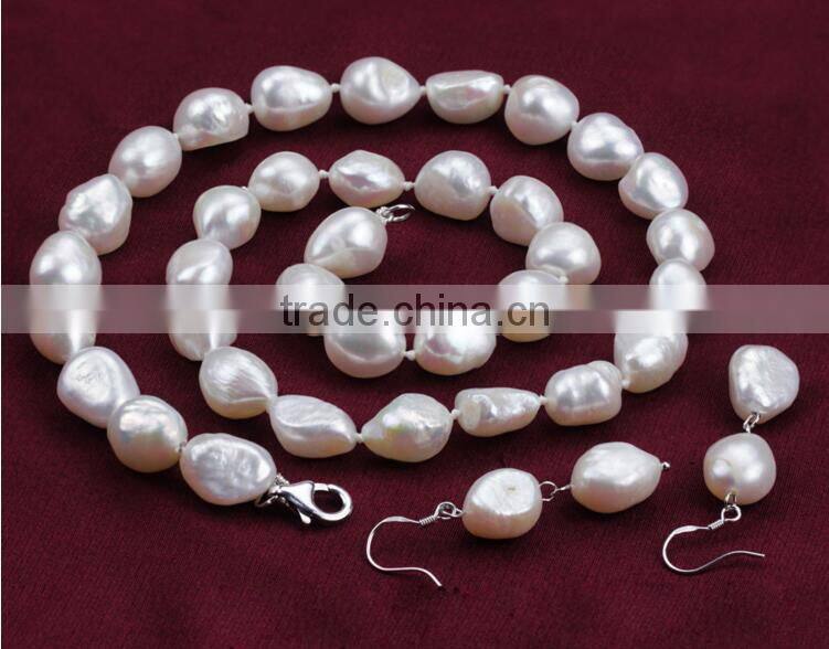 6-7 mm baroque freshwater pearl earring and necklace sets