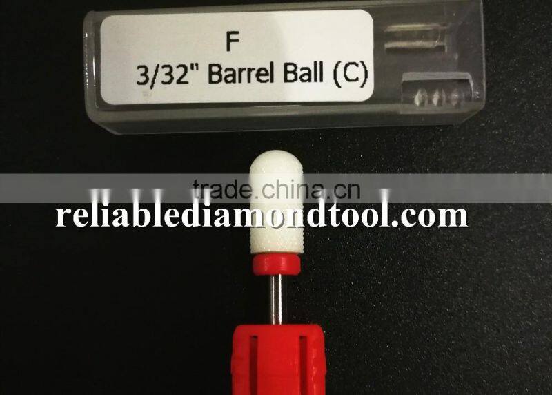 Polishing Drill Barrel Ball Total Length 40MM Fine Type Head Blade Diameter 13MM White Ceramic Burr for Nail