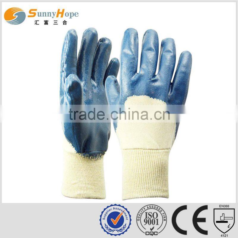 Sunnyhope blue nitrile interlock lined hand polishing gloves