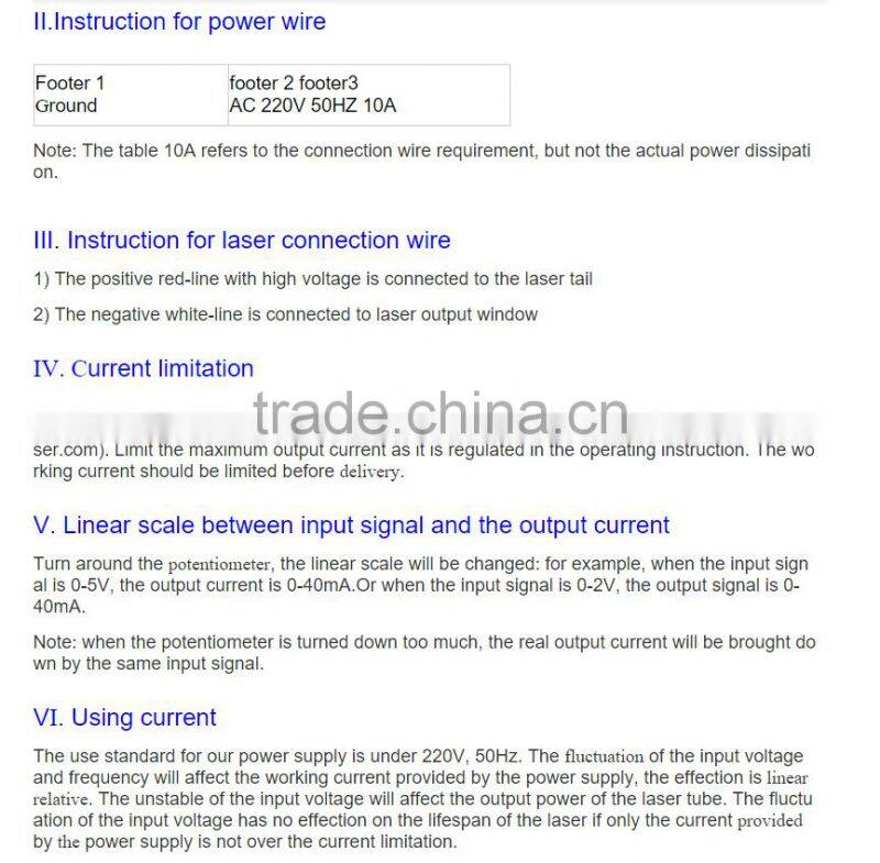 High Efficiency 80W/100W/150W Co2 Reci Power supply for laser cutting and engraving machine