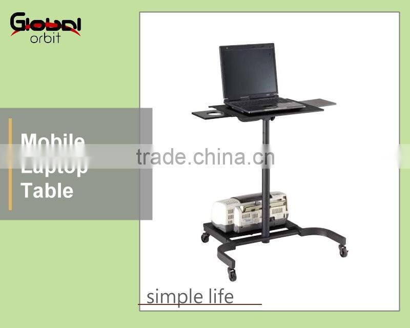Workstation Steel Frame Rolling Computer Desk With Silding Keyboard Shelf