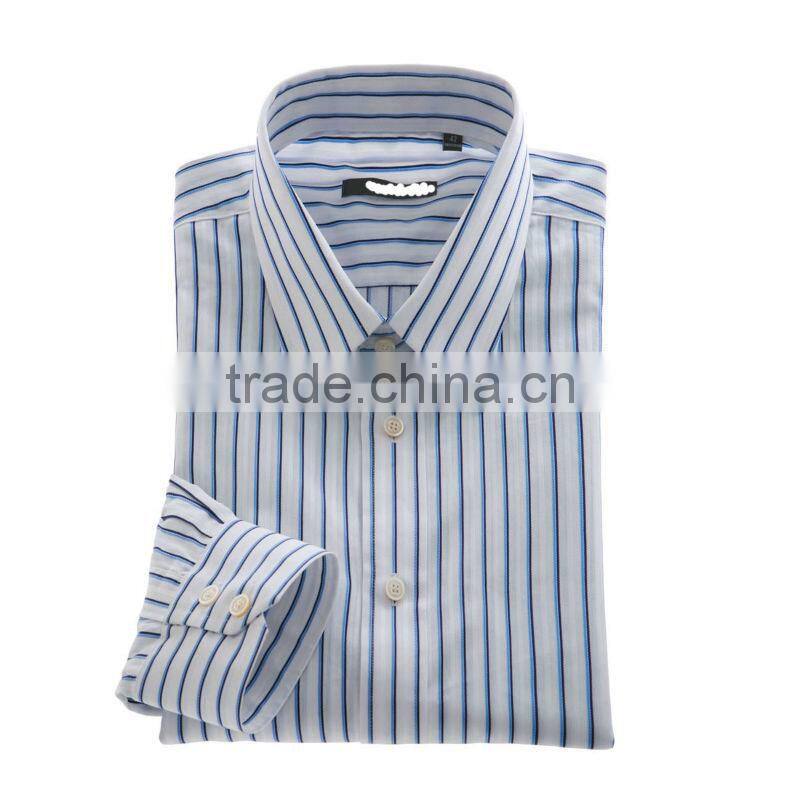 Brand design yarn dyed striped mens slim fit iron free dress shirts