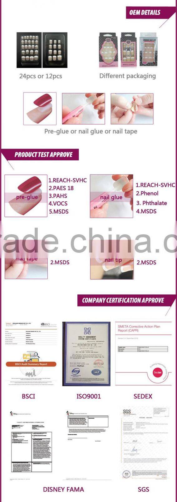 Custom impress artificial fake nails with glue nail tips