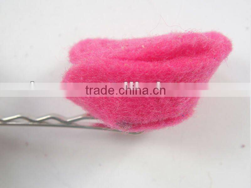J0028 Goody pink rose hair flower with clips for girl