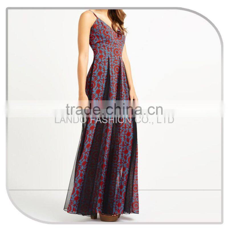 Pakistani lawn pleated flower print maxi chiffon dress for women 2016