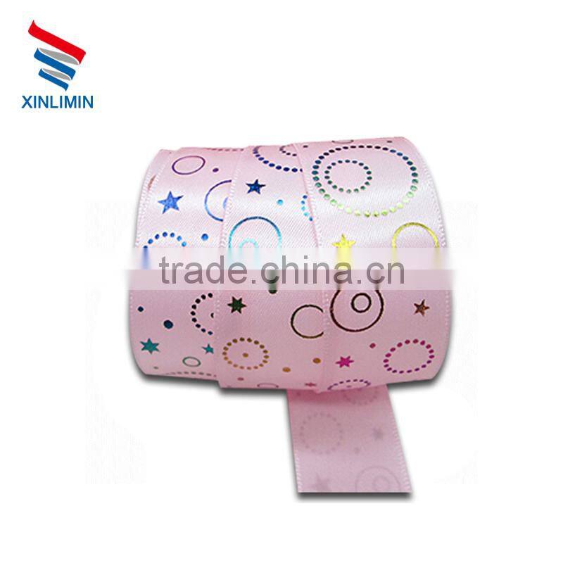 Low Price Wholesale Custom Printed Pink Color Satin Ribbon