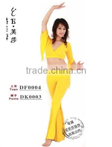 Trendy Yellow GOld Short Sleeve 100% Cotton Dance Trainin g Wear tops