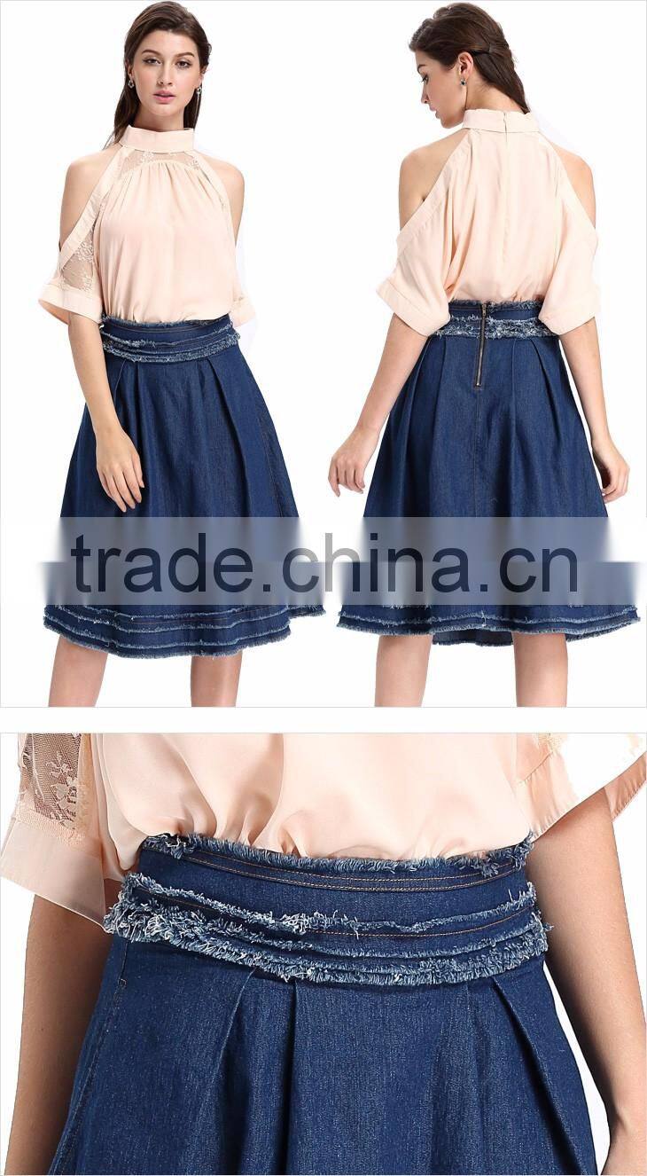 2017 Lady Midi Latest Model Denim Skirt Jean