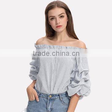 2017 women off shoulder new summer cotton blouse designs