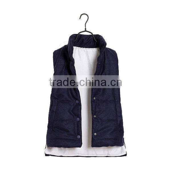 Factory women fashion comfortable winter spring sleeveless asymmetrical front short back long blue jacket