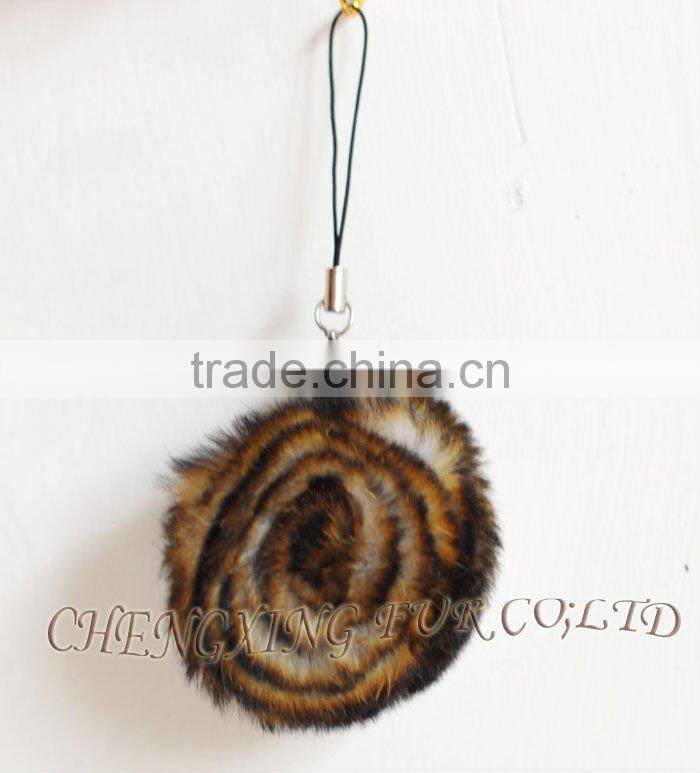 CX-P-22 Wholesale Fashion Chain Rex Fur Flower Mobile Phone Charm