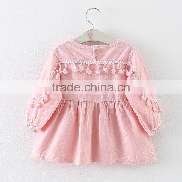 Baby Clothes wholesale Hot sale chiffon cheap 2017 clothing Children's Boutique long sleeve pink summer girl princess girl dress
