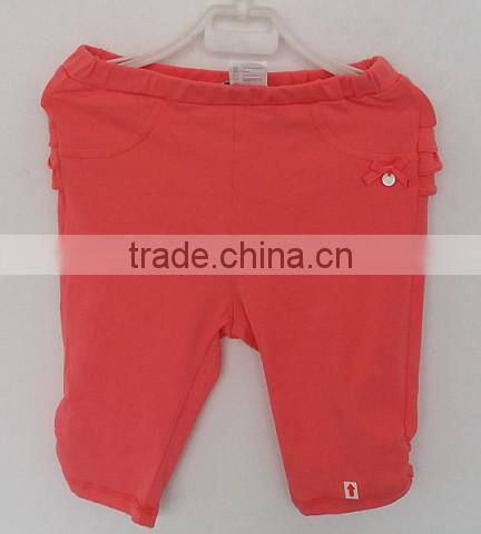 2016 girls embroidered pink color pant for summer