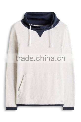 cuffs and hem with contrast color rib design Custom made high quality hoody for men