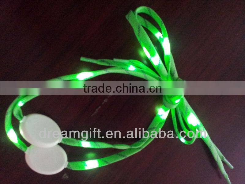2015 new model real nylon LED shoe laces same as normal shoe lace flashing in the night