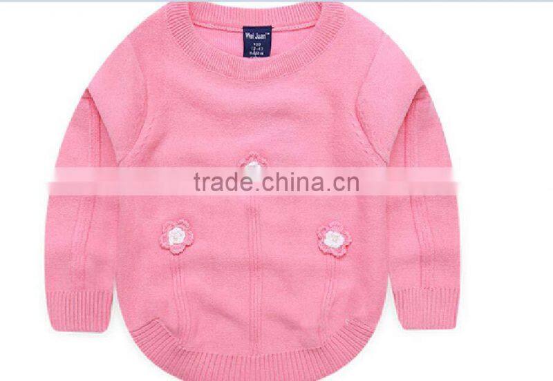 custom factory latest fancy embroidered flower winter kids cottton sweater
